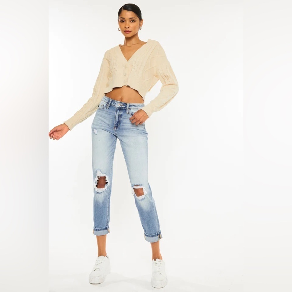 kancan milan high rise distressed mom jeans